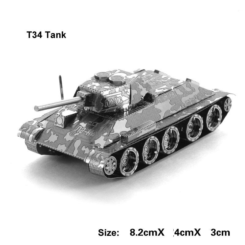 3D Metal Puzzle: Tiger, T34, and Churchill Tank Models - Perfect Birthday Gift