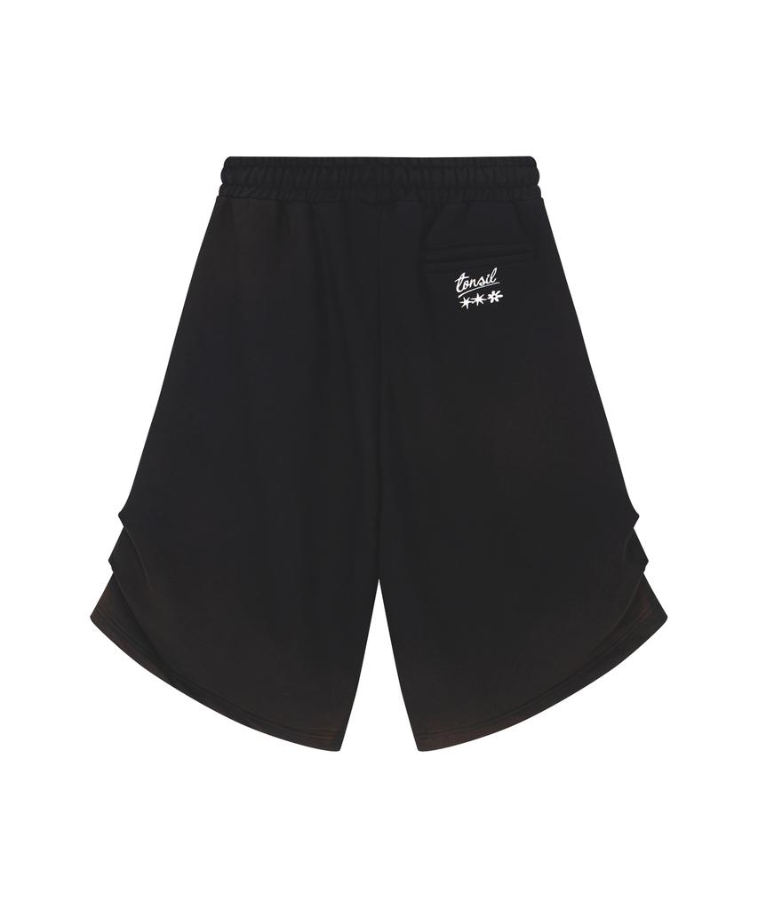 TONSIL Pintuck Washed Long Bermuda Pants Black