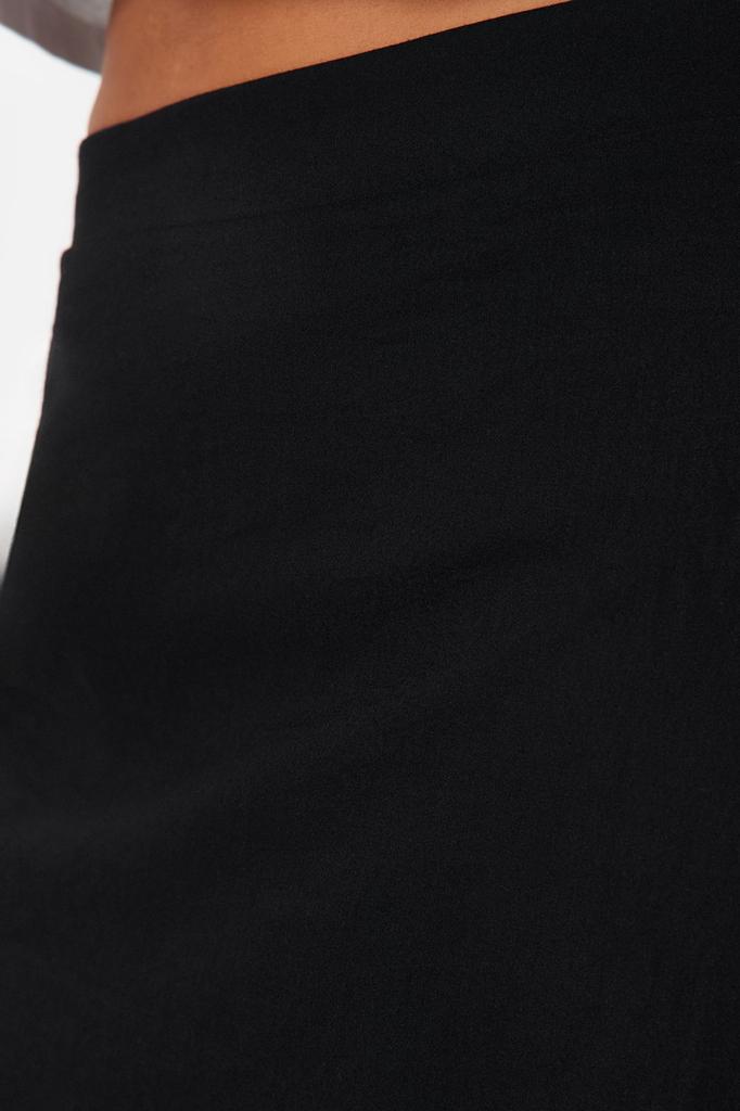 Women's Style Plus Size Black Midi Woven Skirt