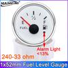 52mm Fuel Level Gauge 2inch Waterproof Pointer Fuel Meter 0-190ohm 240-33ohm Oil Tank Meter with Alarm Red Light for Car Yacht
