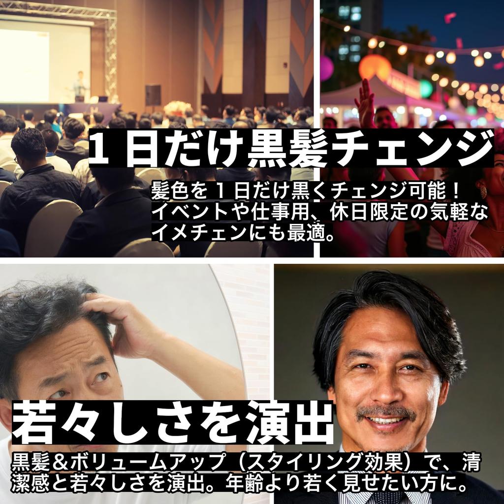 BABLO POMADE Color Black Hides Gray Natural Black Mesh Comb Set Wax, Black, One-Day Dye, Hair, Finish,