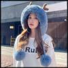 With Cute Animal Casual CZ383 [White Fang] Hat, Deer, Reindeer, Ears, Costume, Autumn/Winter, Women's (Gray)
