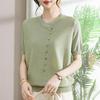 Elegantes Retro V-Ausschnitt Strick-T-Shirt für Damen
