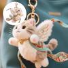 Plush Cats/Deer Key Chain Soft Animal Toy Bag Charm Handmade Wallet Hanging Ornament Accessory for Cartoon Enthusiasts