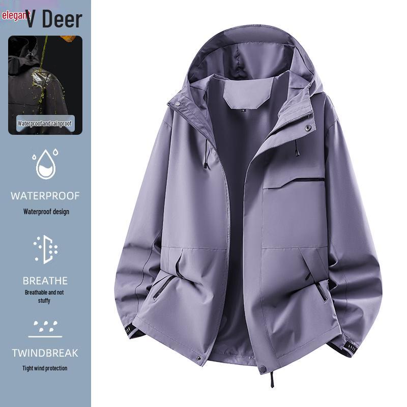 Yalu Unisex Outdoor Windproof Waterproof Hooded Jacket L фиолетовый