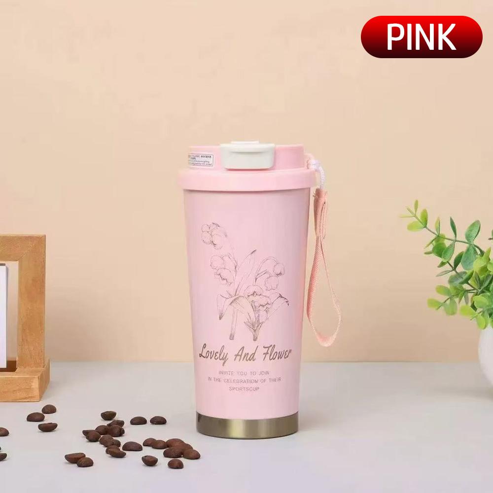 

Fashion Double Sipping Tumbler 316 Steel Insulated Coffee Cup with Straw Leakproof Portable Travel Mug for Women Car Use 400-600ml