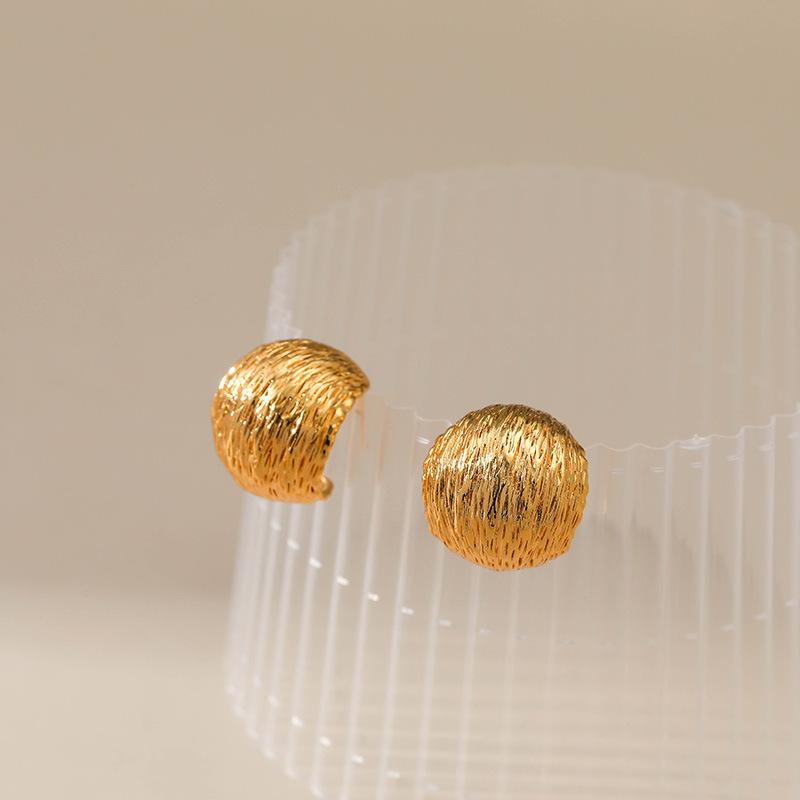 Small Semi Circle Metal Style Copper Plated Earrings For Women