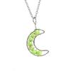 Handcrafted Wire Wrapped Seven-Color Crystal Moon Pendant Necklace