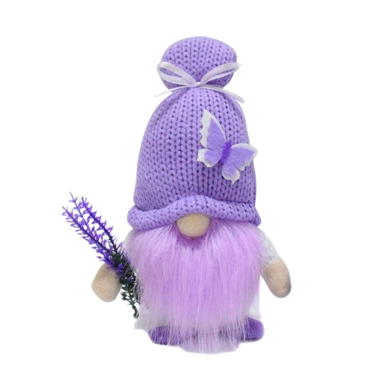 

Lavender Gnomes Plush Decoration Handmade Scandinavian Tomte Spring Summer Ornament for Home Garden Tiered Tray Decors
