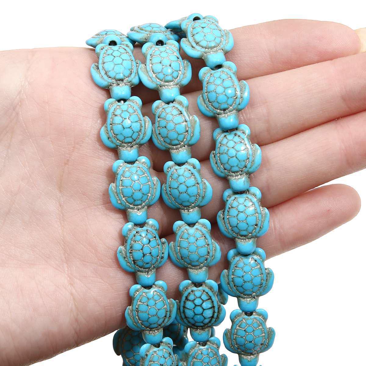 

Синтетическая бирюзовая бижутерия своими руками, витые и специальные формы бусины с абакусом и разделителями в виде животных Turtle 14x17mm, 24 pieces синий