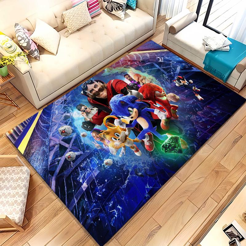 Retro S-Sonic Cartoon Games Living Room Non-Slip Area Rug Soft Carpet for Bedroom Kids Playroom Sofa,Home Decor Doormat Gift