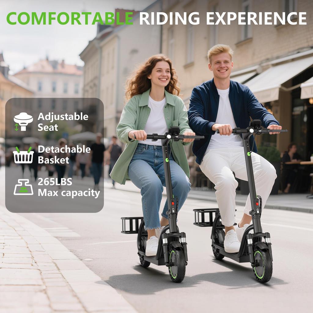 AOVOPRO H2PRO 350W Electric Scooter 8.5 Inch Wheel With Seat & Basket 19 Miles