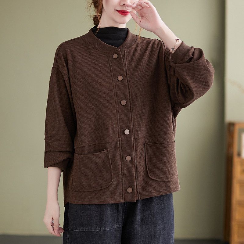 Women's Solid Color Baseball Jacket Loose Leisure Artistic