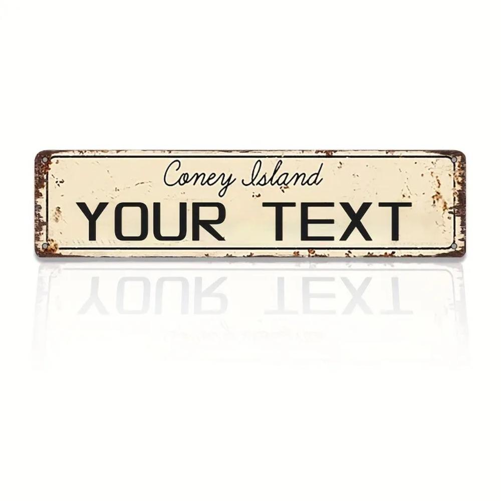 Vintage Coney Island Schild aus rostigem Aluminium mit individuellem Text, 40 x 10 cm