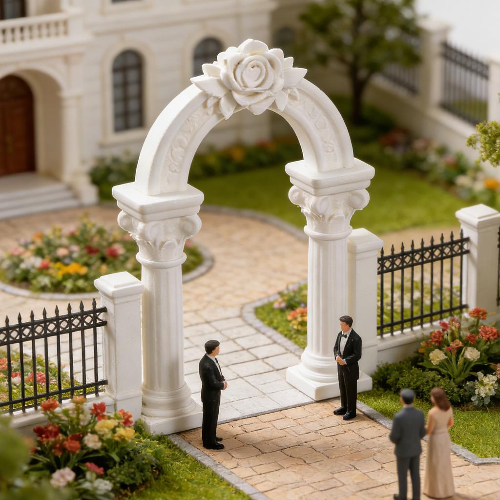 Roman Column Arch Miniature Classic European Style Mini Archway for Fairy Garden Wedding Diorama Architecture Accessory