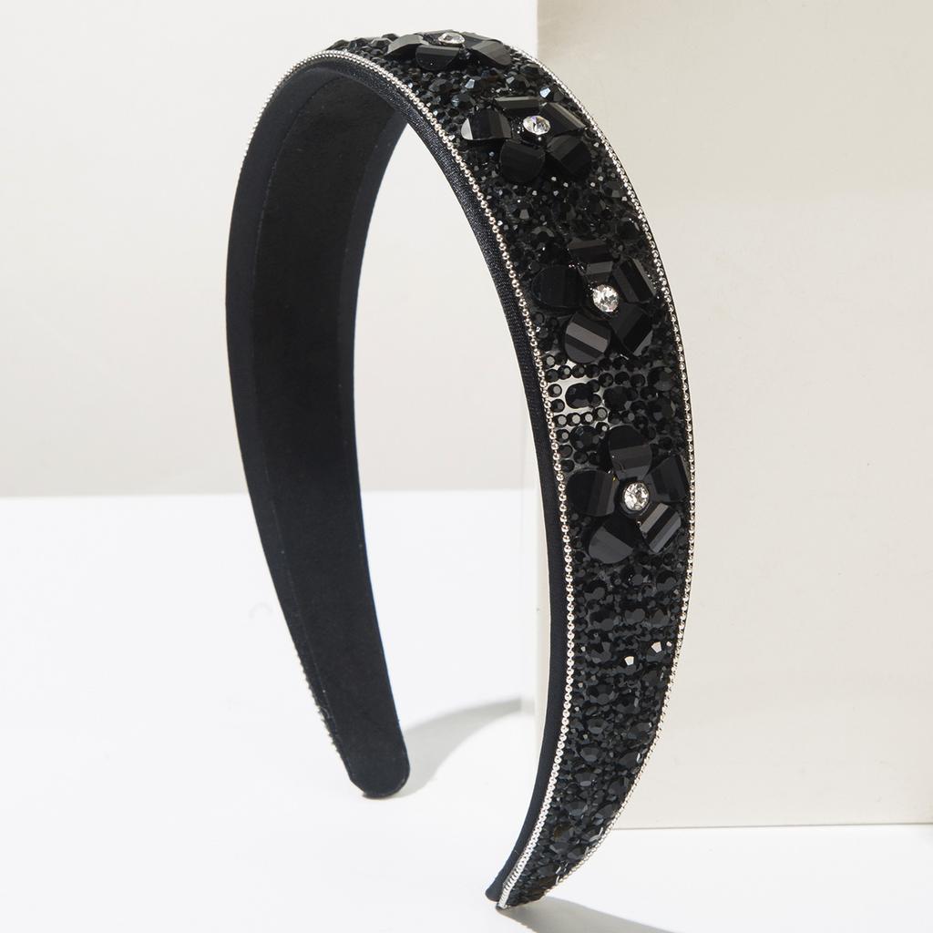 Solid Color Crystal Flower Full Diamond Headband Baroque Style Trendy Versatile Prom Party Hair Accessory