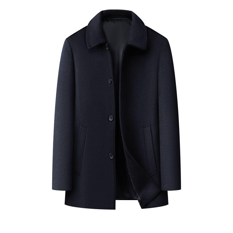 Cashmere Short Coat for Men, High-end Middle-aged and Elderly Dad's Clothing, Large Size Lapel Woolen Woolen Jacket, Buttoned Coat