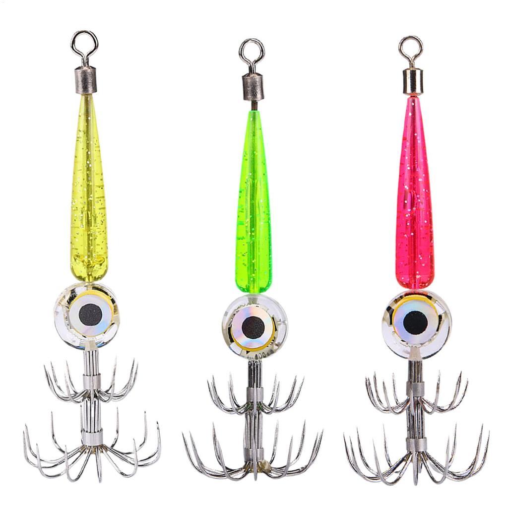LED Glow Squid Jig Hooks Electronic Saltwater Fishing Lure Kit With Underwater Flasher Light, Waterproof Squid Lures Night Fish