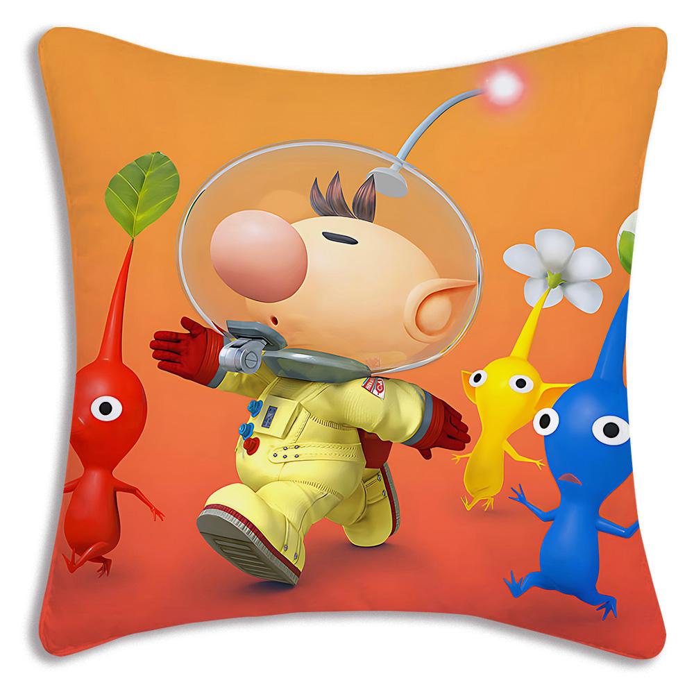 Cartoon Hey For Pikmins Pillow Covers Cartoon Sofa Decorative Home Double-sided Printing Short Plush Cute Cushion Cover
