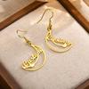Free Personalized Moon Heart Shaped Name Custom Earrings for Women,Stainless Steel Waterproof Earrings,Fashion Jewelry Gifts