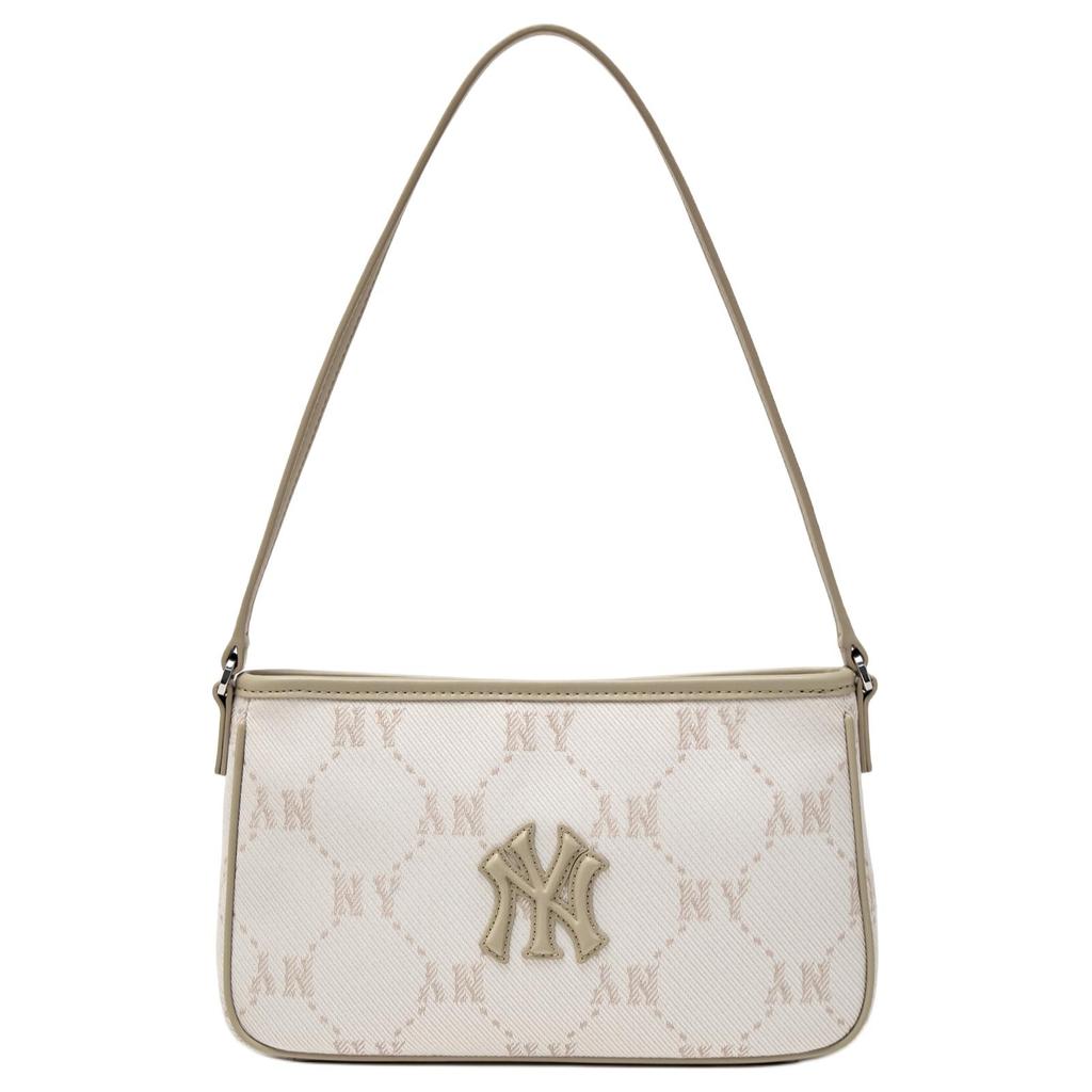 MLB 26 Spring Collection New York Yankees Diamond Old Flower Faux Leather And Polyester Underarm Bag Mini Women Handbag Deep-Cream 3ABQMJ16N-50CRD