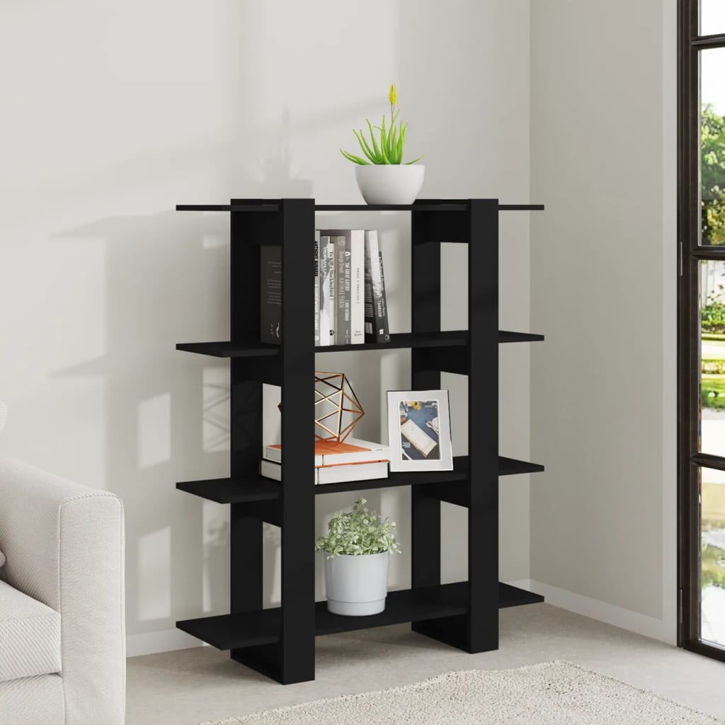 Bookshelf Room Divider Black 100x30x123.5 cm