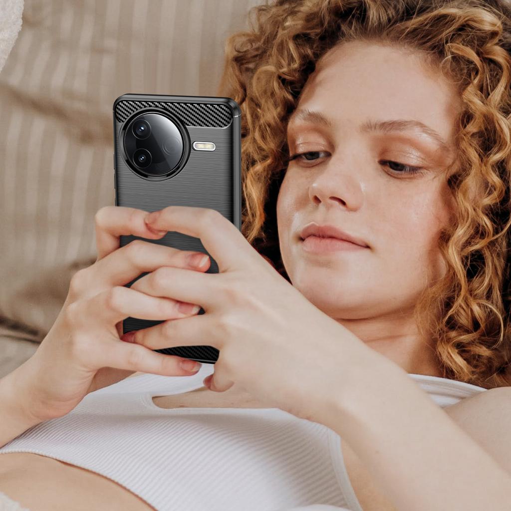 For Xiaomi Poco F7 Pro 5G/Redmi K80 5G Case Protective Phone Cover Carbon Fiber Texture Brushed