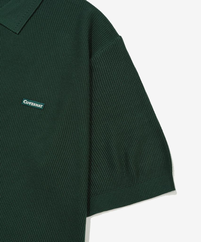 COVERNAT Collared Half Knit Green