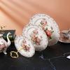 3-Tier Ceramic Dessert Stand with Metal Frame-European Style Buffet Display for Cakes, Fruits,Tea Party Wedding Table Decor