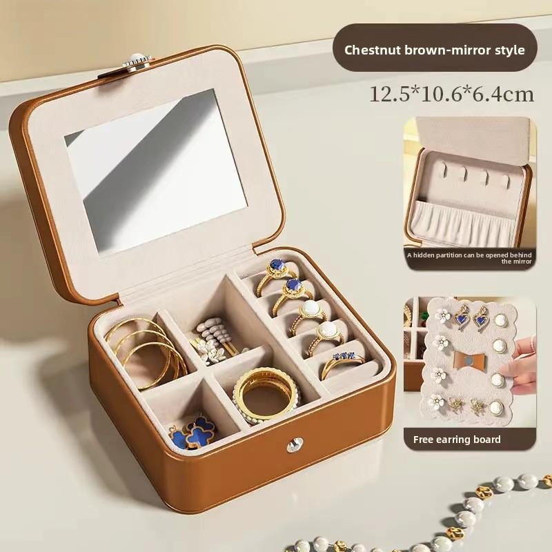 Jewelry Box Retro Jewelry Storage Box High-end Delicate Necklace Earrings Stud Earrings Small Portable Jewelry Travel