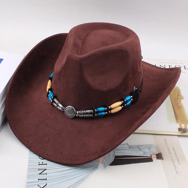 Western Cowboy Style Tibetan Fashion Top Hat Autumn/Winter New Collection Deer Skin Velvet Large Edge Riding Hat