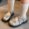 Kids Fashion Leather Shoes Spring Children Mary Jane Bean Shoes Girls Bow Princess Flat Shoes