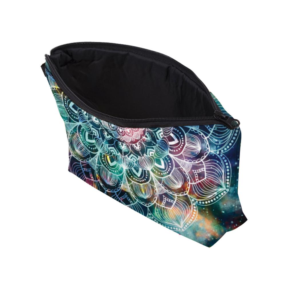 3D Galaxy Mandalora Makeup Pouch - Vibrant Cosmic Pattern Polyester Cosmetic Bag with Zipper, Portable Organizer for Travel & Gifts