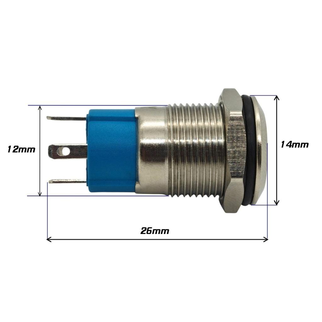 Interruttore luci fendinebbia LED 12mm cromato momentaneo + presa