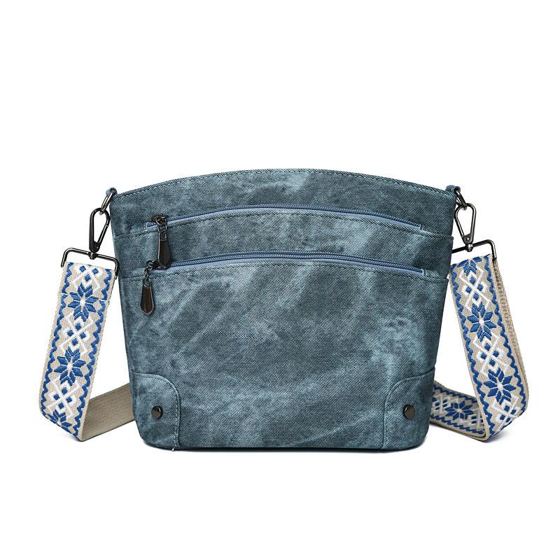 Однолямочная сумка, Повседневная и модная, Простая и стильная сумка через плечо, Ретро женская сумка синий