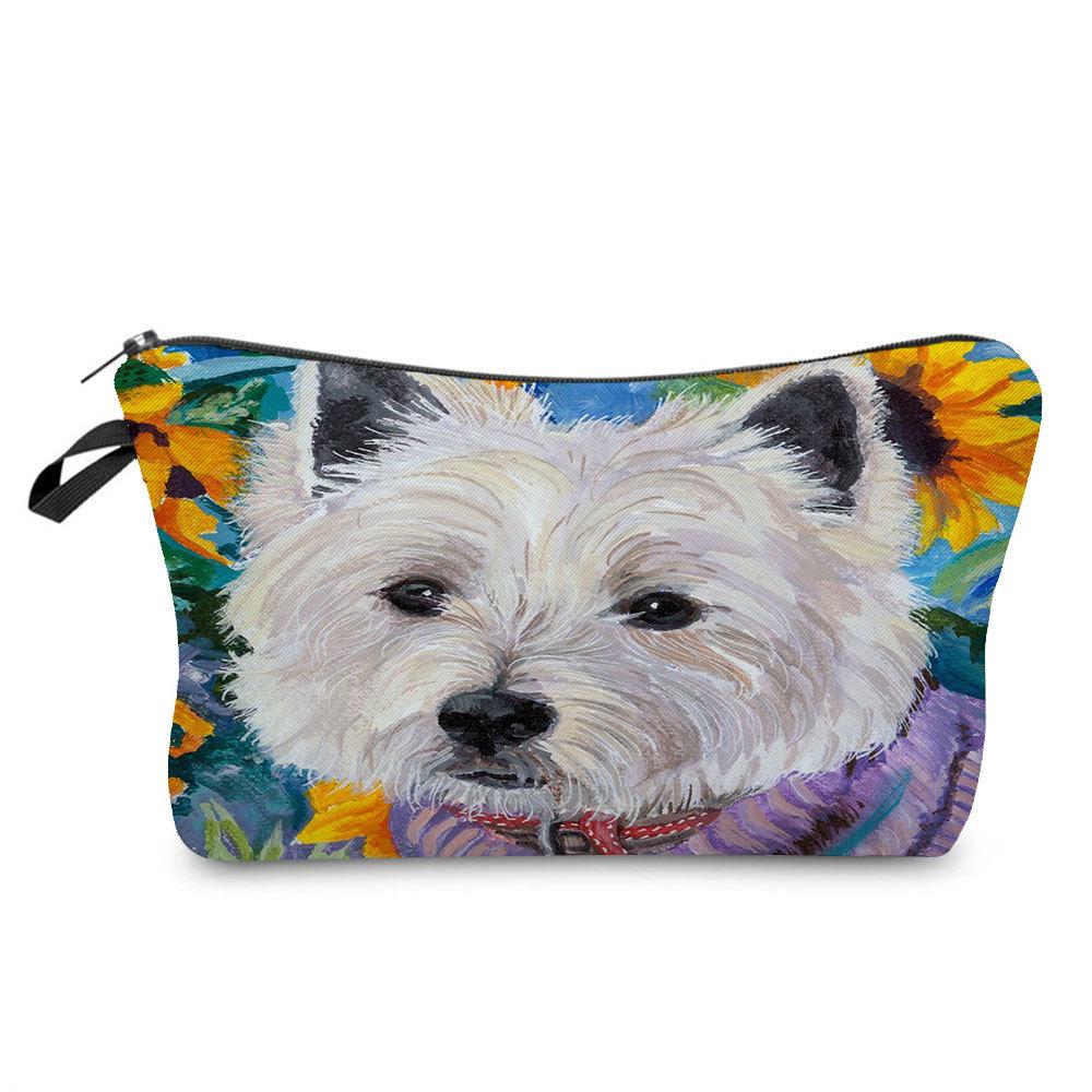 Women Dog Print Cosmetic Bag Toiletries Organize Travel Storage Case 6774