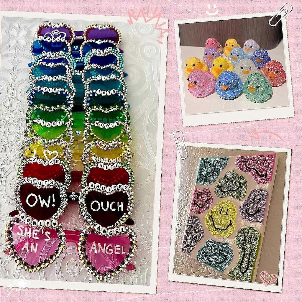 Strass steentjes voor Knutselen 40 Kleuren 3 mm Platte Achterkant Edelstenen Set met Lijm en Gereedschap voor Bedazzling Kit