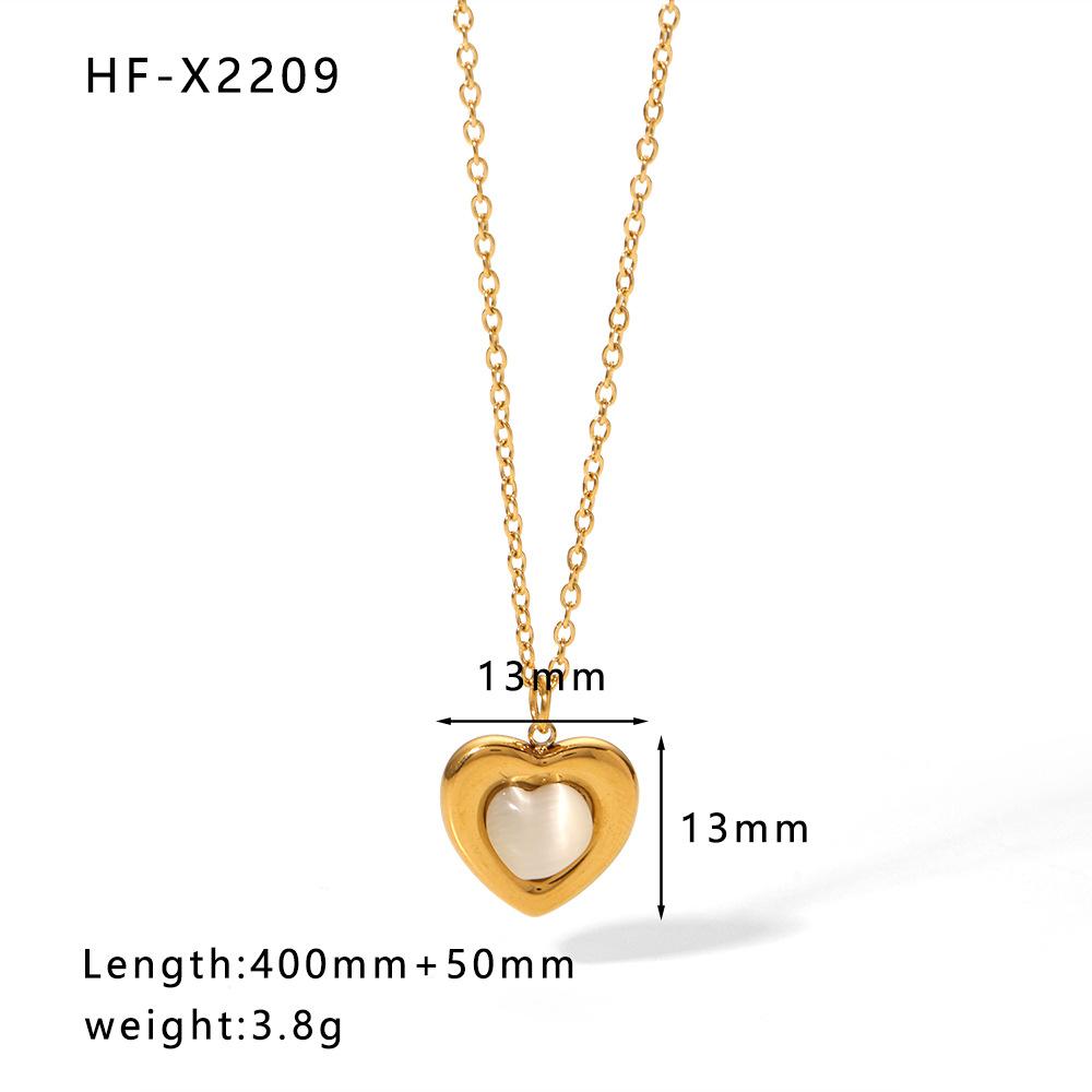 Stainless Steel Cat Eye Pendant Necklace For Women Gold Color Link Chain Neck Accessory