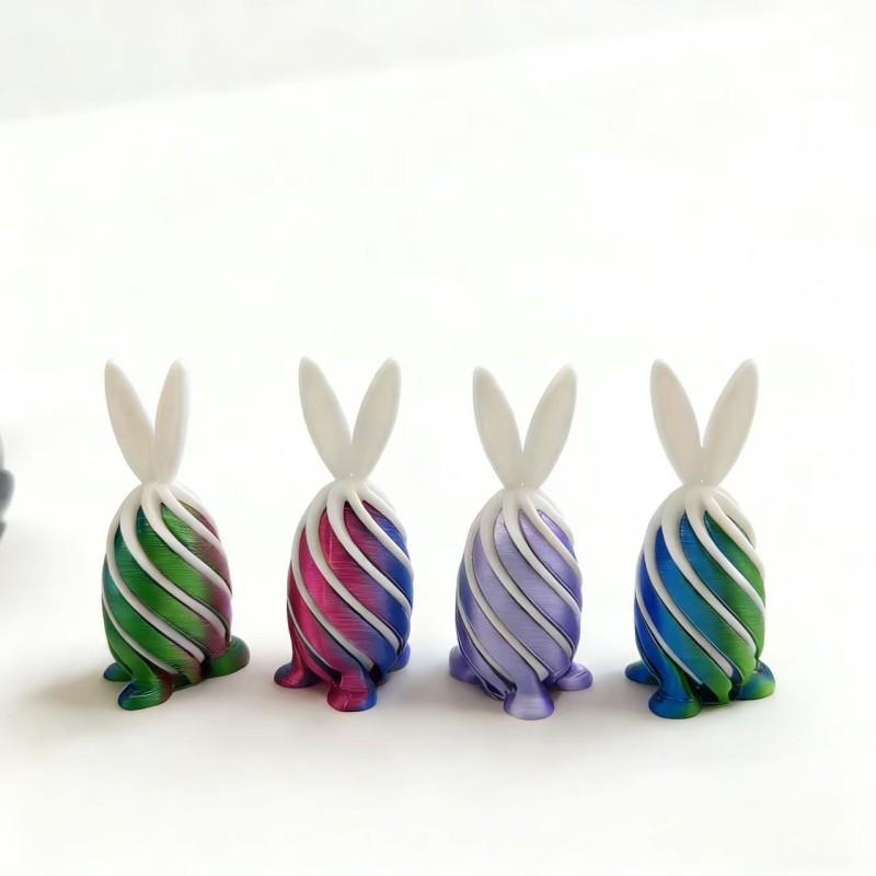 Easter 3D Printed Colored Egg Rabbit Pyramid Spiral Egg Passthrough Figure Desktop Ornament Accessories Easter Kids Gift