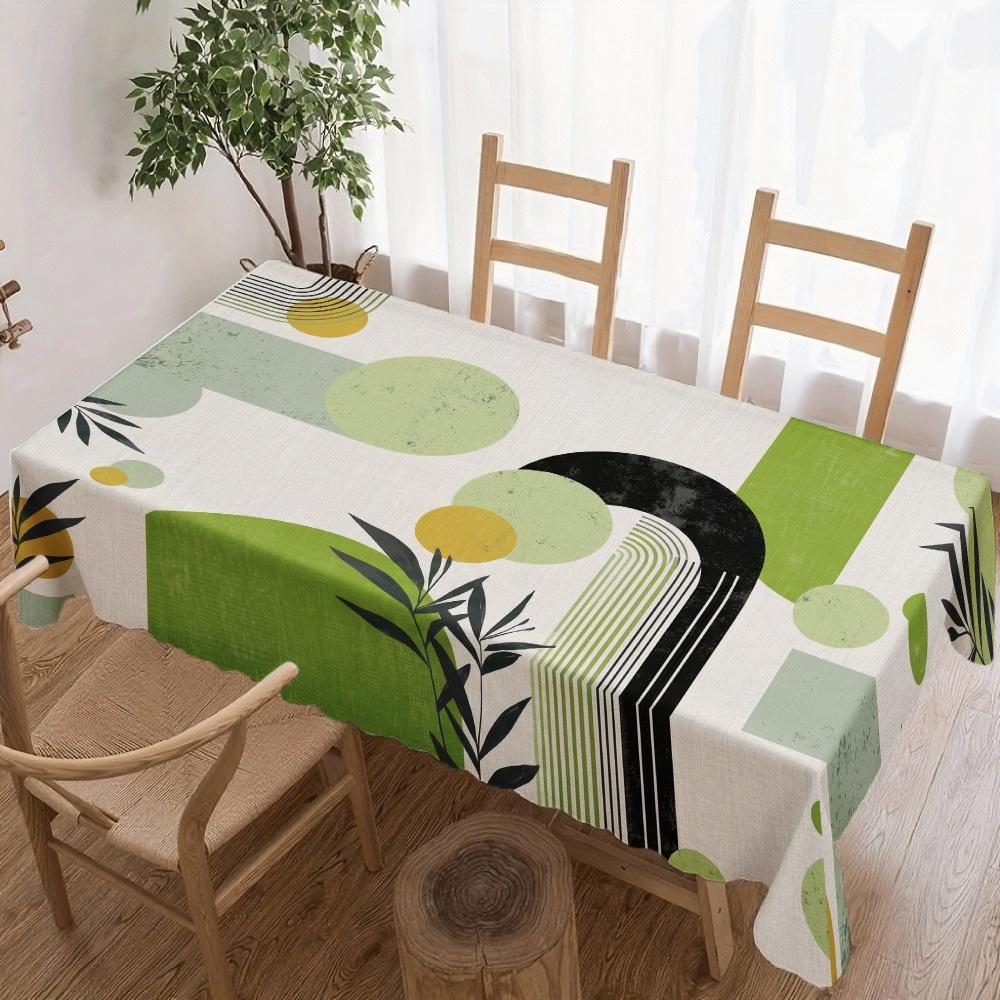 Abstract Geometric Leaf Rectangle Table Cloth for Table Decor Party Waterproof Reusable Tablecloth for Table Kitchen Dining