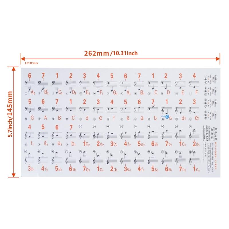 Piano Stickers for 88/61/54/49/37 Keys Piano Keyboard Music Labels Clear Piano Keyboard Stickers Easy to Read