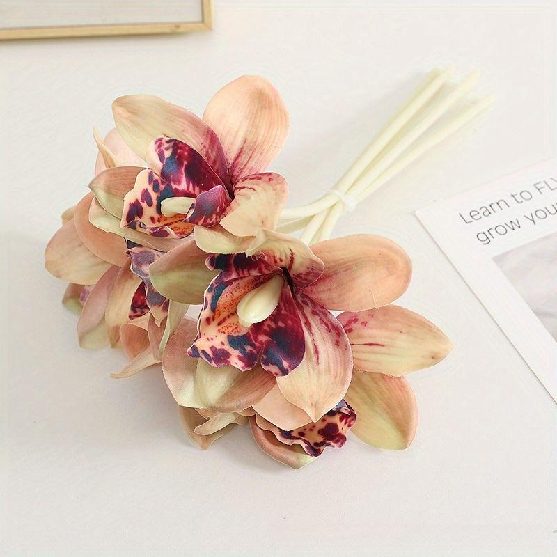 1 Stück Simulierte Mehrfarbige Sechs-Köpfige Orchidee Outdoor Terrasse Feiertagsfeier Dekoration Strauß