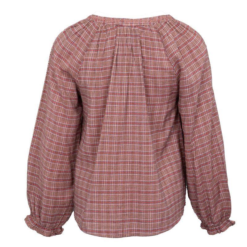 Women's Marjani Pink Check Blouse V-neck LA PETITE ETOILE