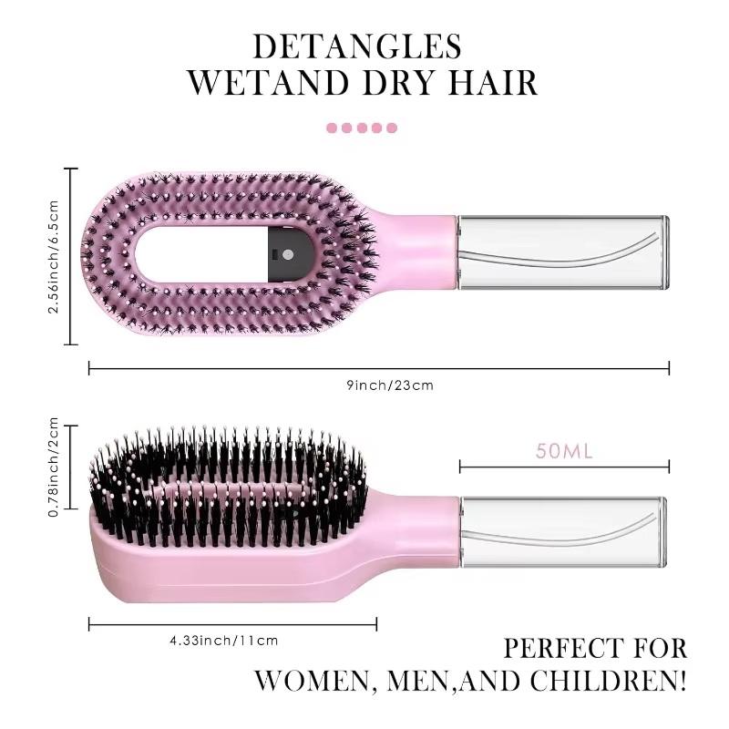 2In1 Sprayer Comb Detangling Scalp Massage Hairbrush With Spray Bottle Essential Oil Water Mist Spray Brush Anti-Static Summer