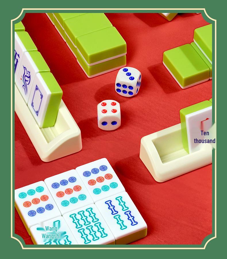 Children's Portable 144-Tile Mahjong Set for Home, Travel, Team Building, Parties, Stress Relief