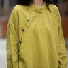 Women Vintage Cotton Linen Shirts and Stand Long Sleeve Spring Chinese Style Button Loose Blouses Shirts