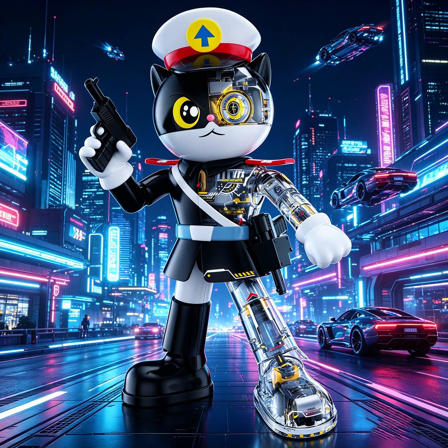 

New JAKI Black Cat Sheriff Building Blocks Anime Cartoons Assembly Toy Models Large Figures Collectible Desktop Decoration Gifts no box