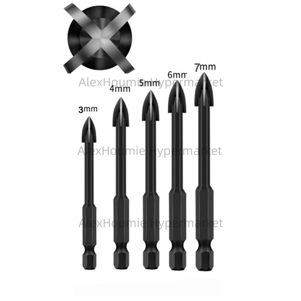 Cross Hexagonal Ceramic Tile Drill Bit Glass Ceramic Concrete Hole Opener Alloy Triangular Drill Bit Size 3/4/5/6/7/8/10/12mm