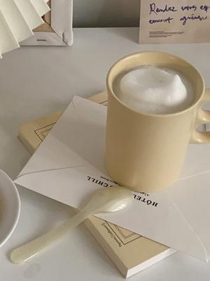 Elegant Table Vanilla Cream Mug (Matte Cafe Cup, Pretty Glass Gift)