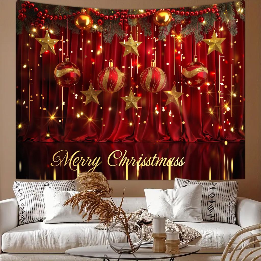 1pc Merry Christmas Tapestry, Happy New Year Blessings Poster Decoration Background Wall Hanging Decoration Tapestry